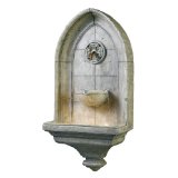 Canterbury Indoor/outdoor Lighted Wall Fountain with Cement finish.