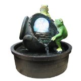 Frogs with Broken Jar Color LED Lights Indoor Water Fountain:Poly resin made,L.E.D lights.