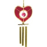 Heart Stained Glass Wind Chime - Red,24K Gold Plated,Genuine Austrian crystal.