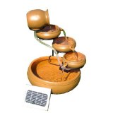 Kyoto Solar Cascading Water Fountain Kit:5-Piece natural terracotta cascading fountain,Cable to solar panel.