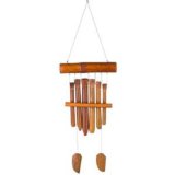 Medium Gamelan Wooden Bamboo Wind Chime:Chimes hang from simple bamboo top, reflecting elegant Feng Shui design.