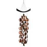 Moonlight Waves wind chimes:made of antique copper-plated steel with black-finished ash topper.