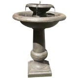 Oiled Bronze Finish Chatsworth 2-Tier Solar-On-Demand Fountain: lightweight and maintenance free resin,underwater integral solar pump and pump system.