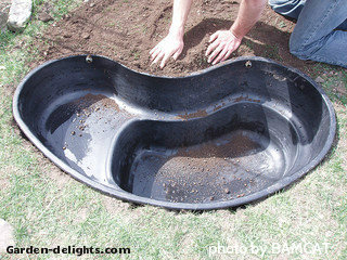 Small preformed backyard pond set in ground for the first fit, backyard pond kits, backyard pond decor ideas,Preformed pond liner, rigid pond liner, building and designing your small garden water feature for your backyard. 