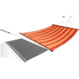 Strathwood Basics Quilted Hanging Fabric Hammock, Red Stripe:metal hanging hardware included,comfy quilted fabric hammock.