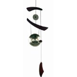Medium Brass Zen Art Feng Shui Gong Japanese Wind Chime:add soothing sound to your porch, patio, garden.