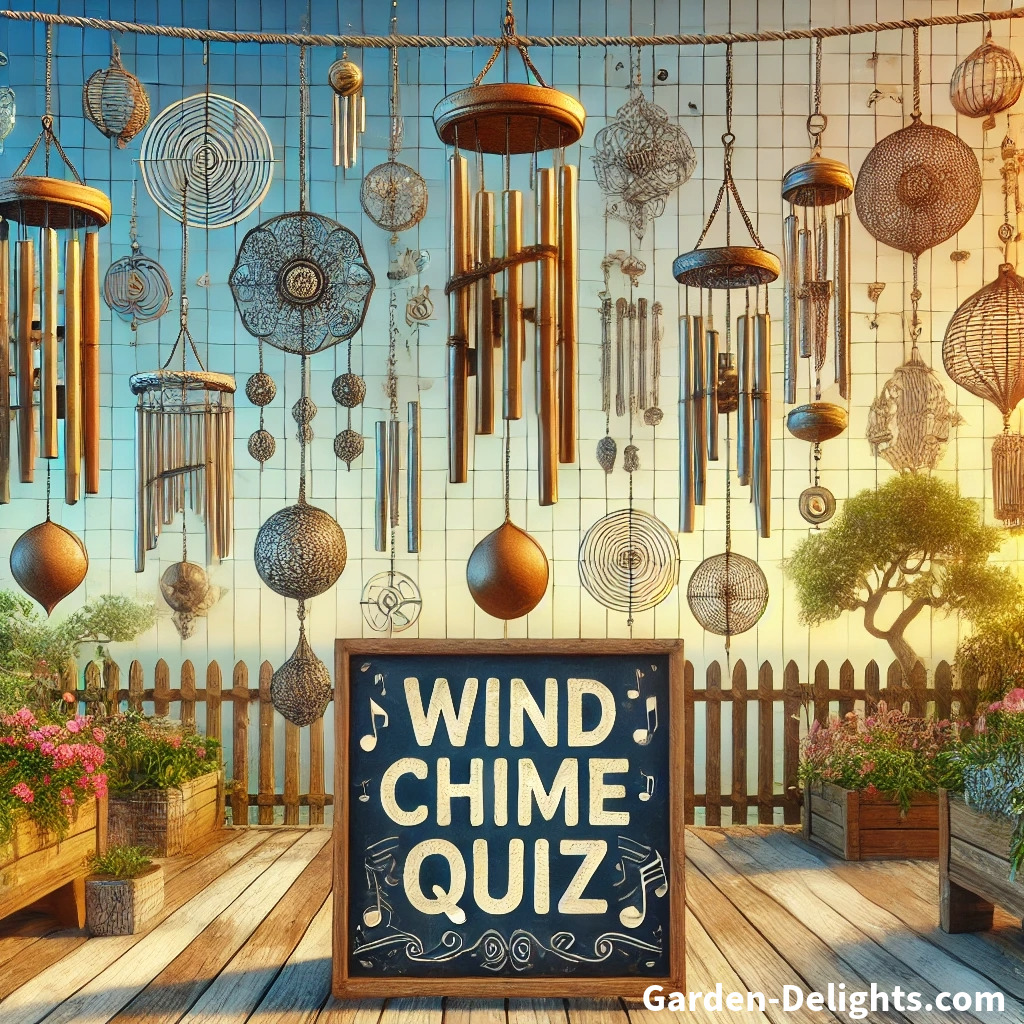  A deck displaying various wind chimes 🔔 in different styles and materials 🌳🎶, with a sign reading 