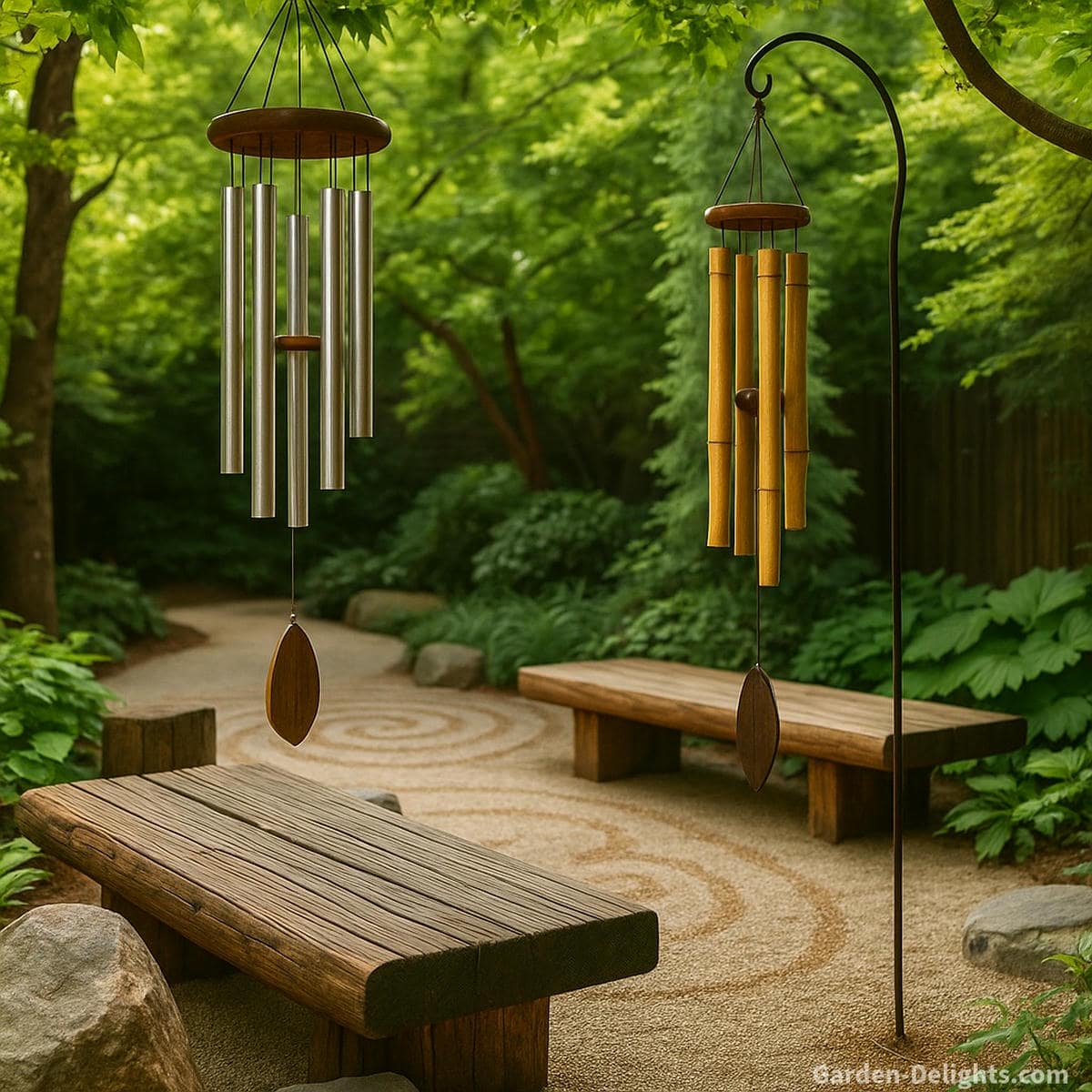tuned wind chimes with balanced airflow producing clean tone clarity and smooth resonance