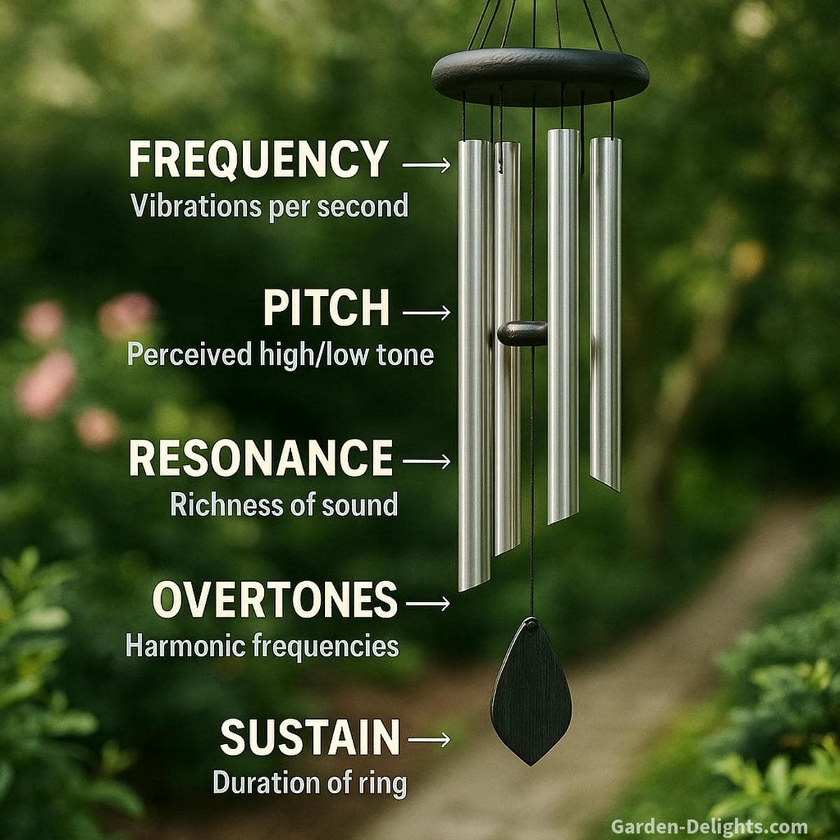 wind chime frequency and resonance showing how airflow produces sound waves