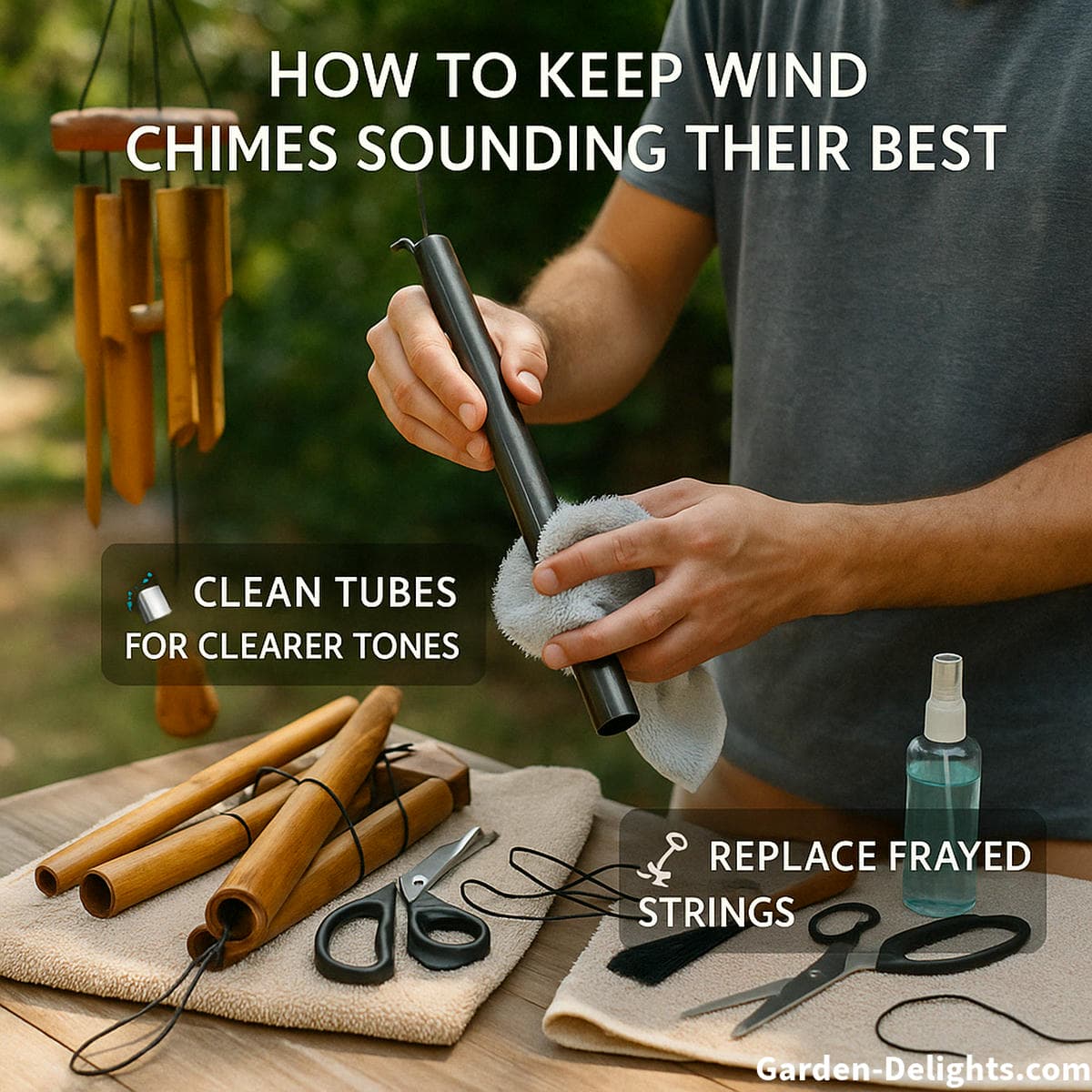 cleaning wind chimes to maintain tone clarity