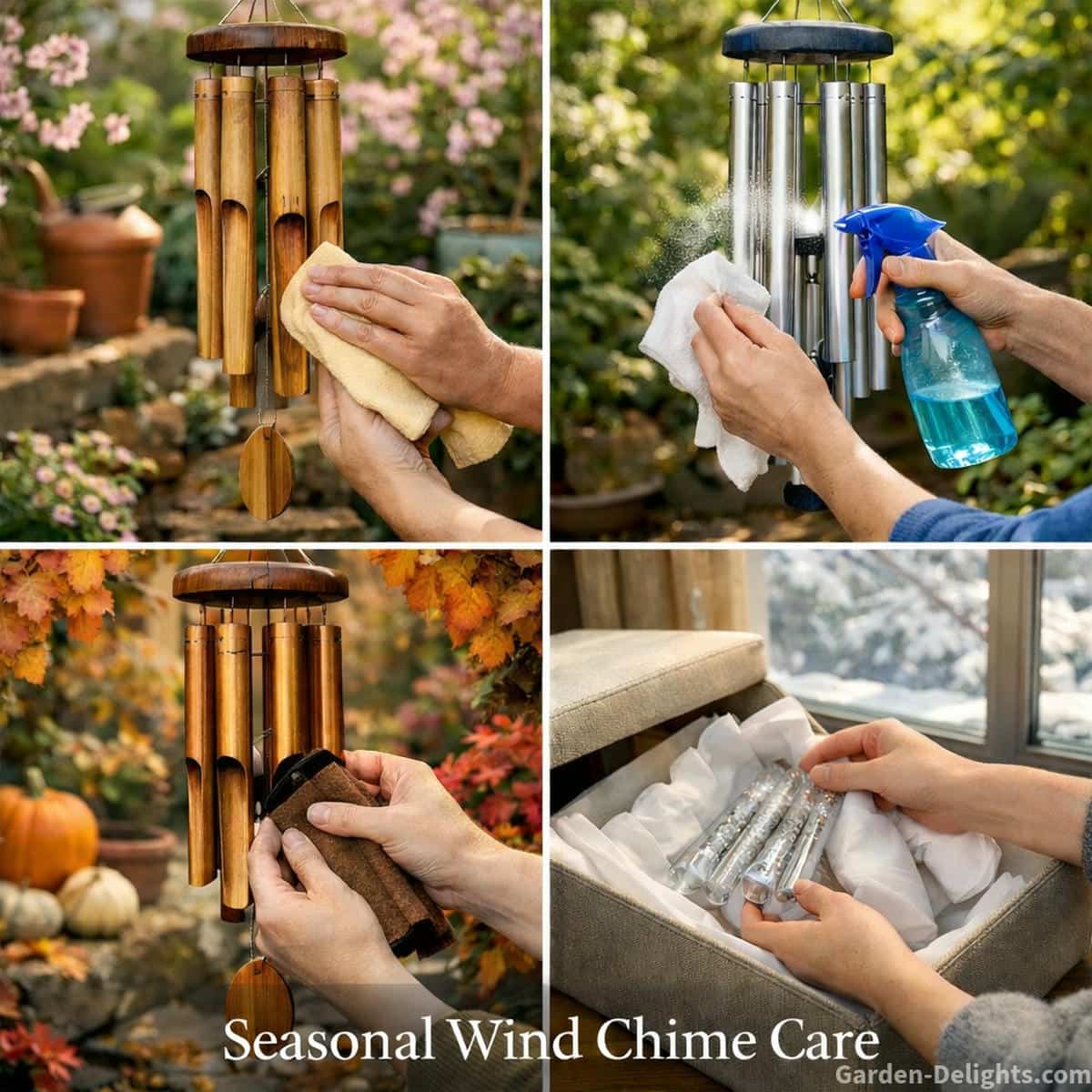 cleaning and storing wind chimes for seasonal protection