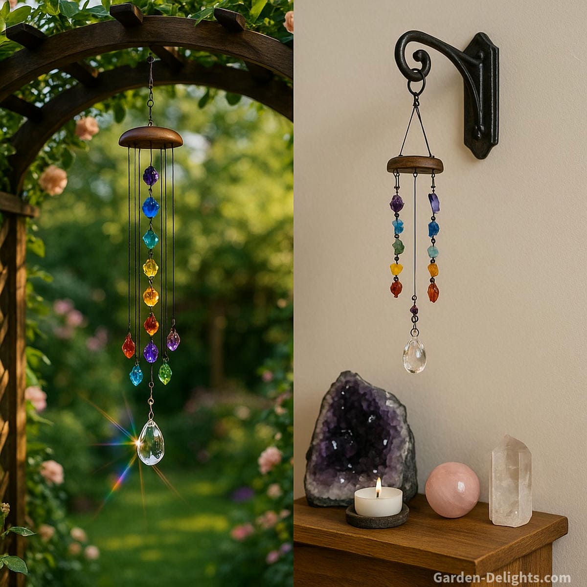 crystal wind chimes placement for light and sound balance