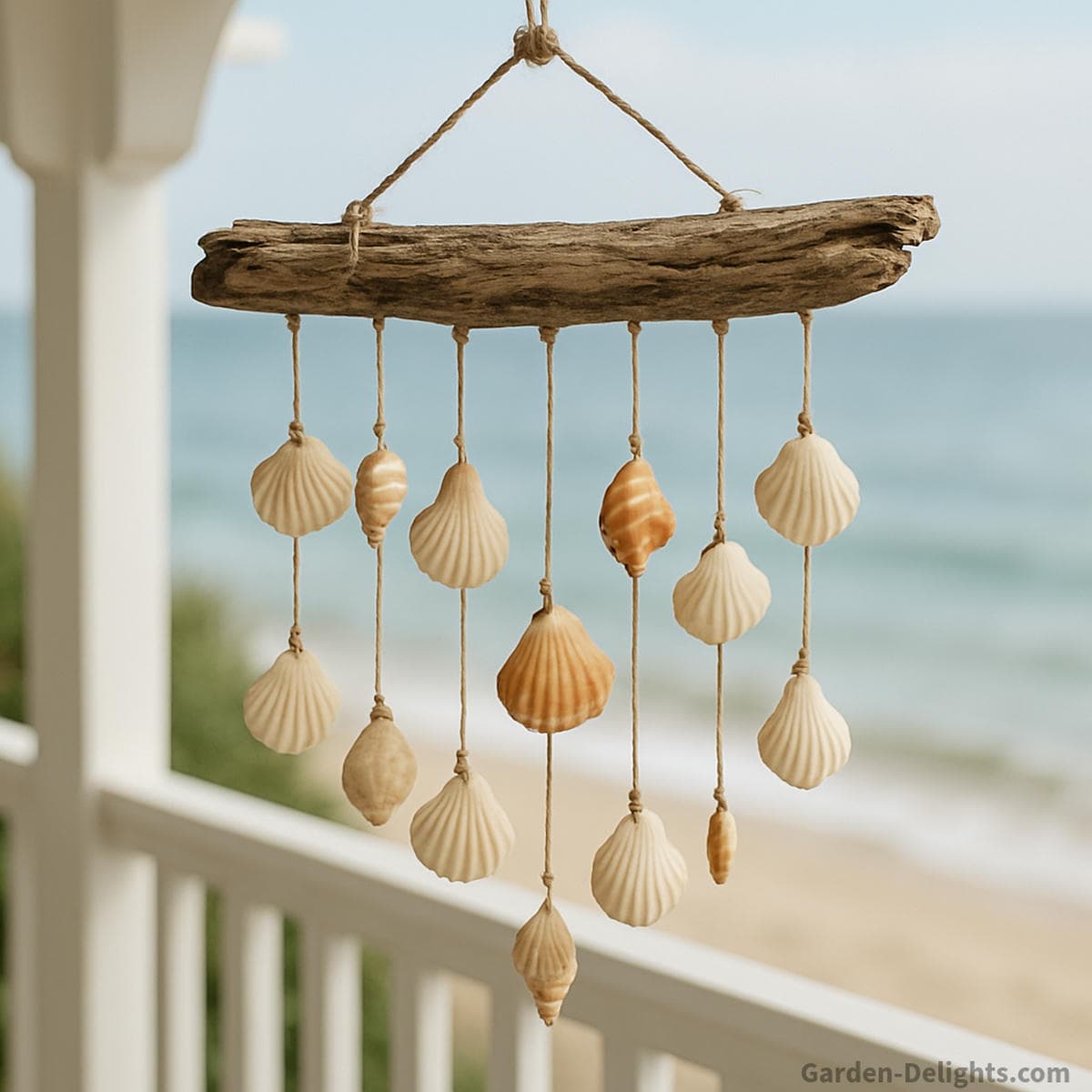 seashell driftwood wind chime outdoor