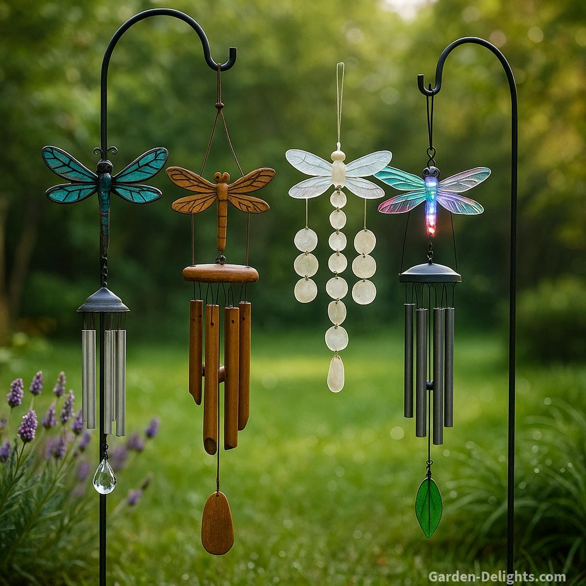 dragonfly wind chimes materials metal bamboo glass solar ceramic