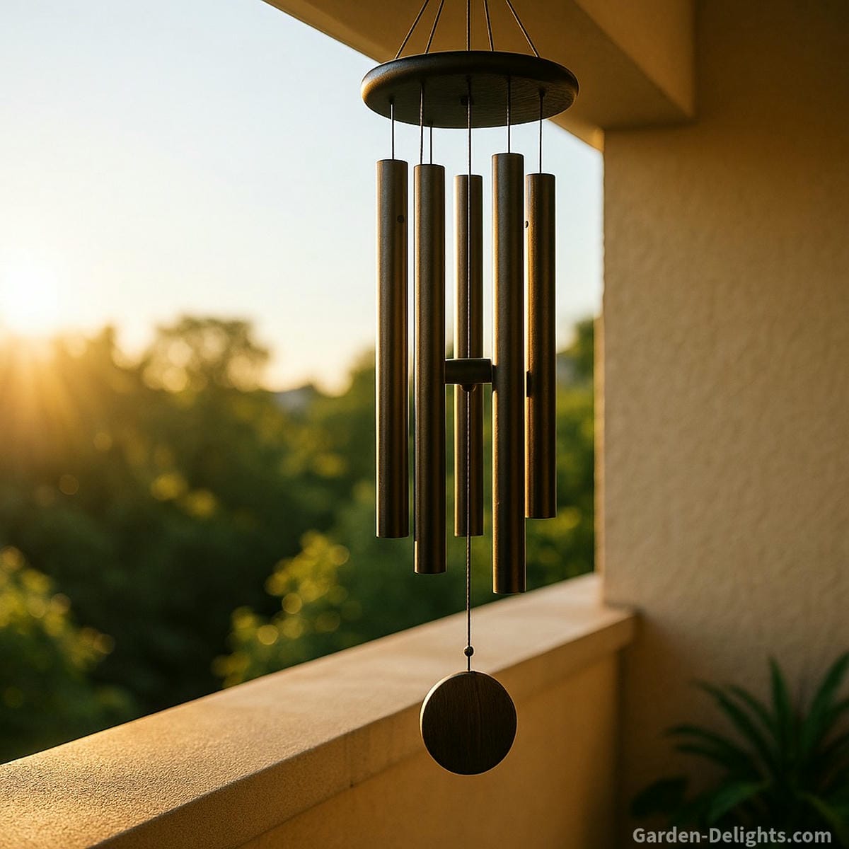 feng shui wind chimes on balcony