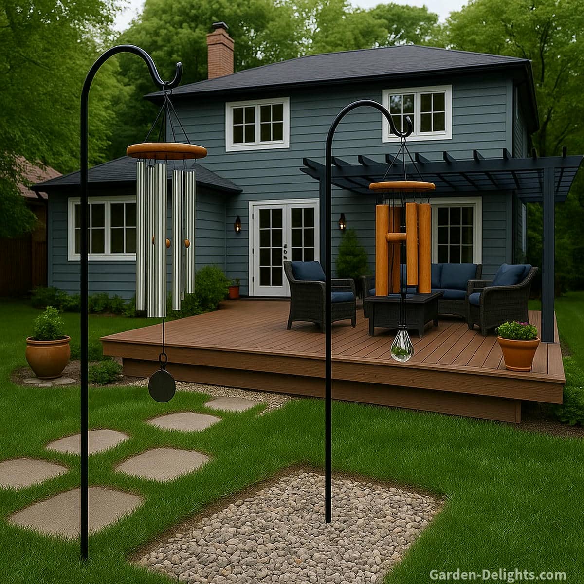 wind chimes styled on deck