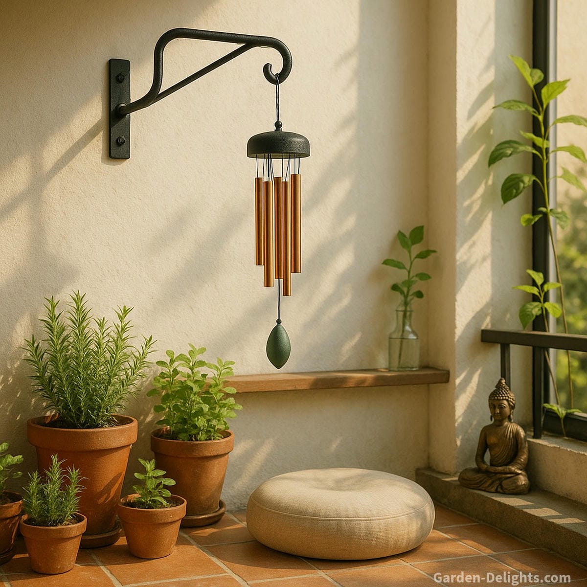 small copper wind chimes balcony hook