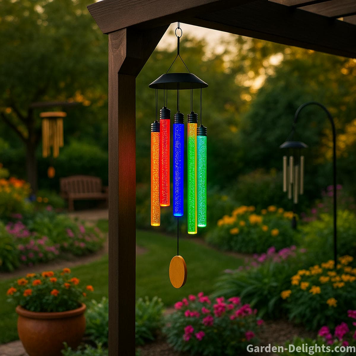 solar wind chime pergola lighting