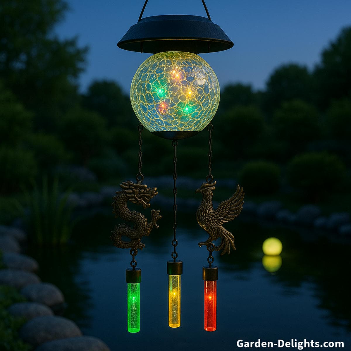 feng shui solar wind chimes pond