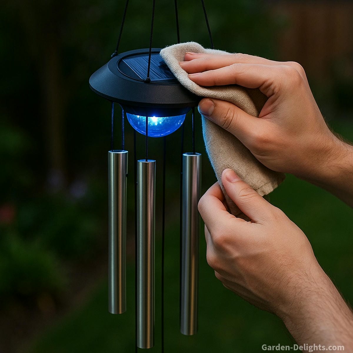 solar wind chime cleaning