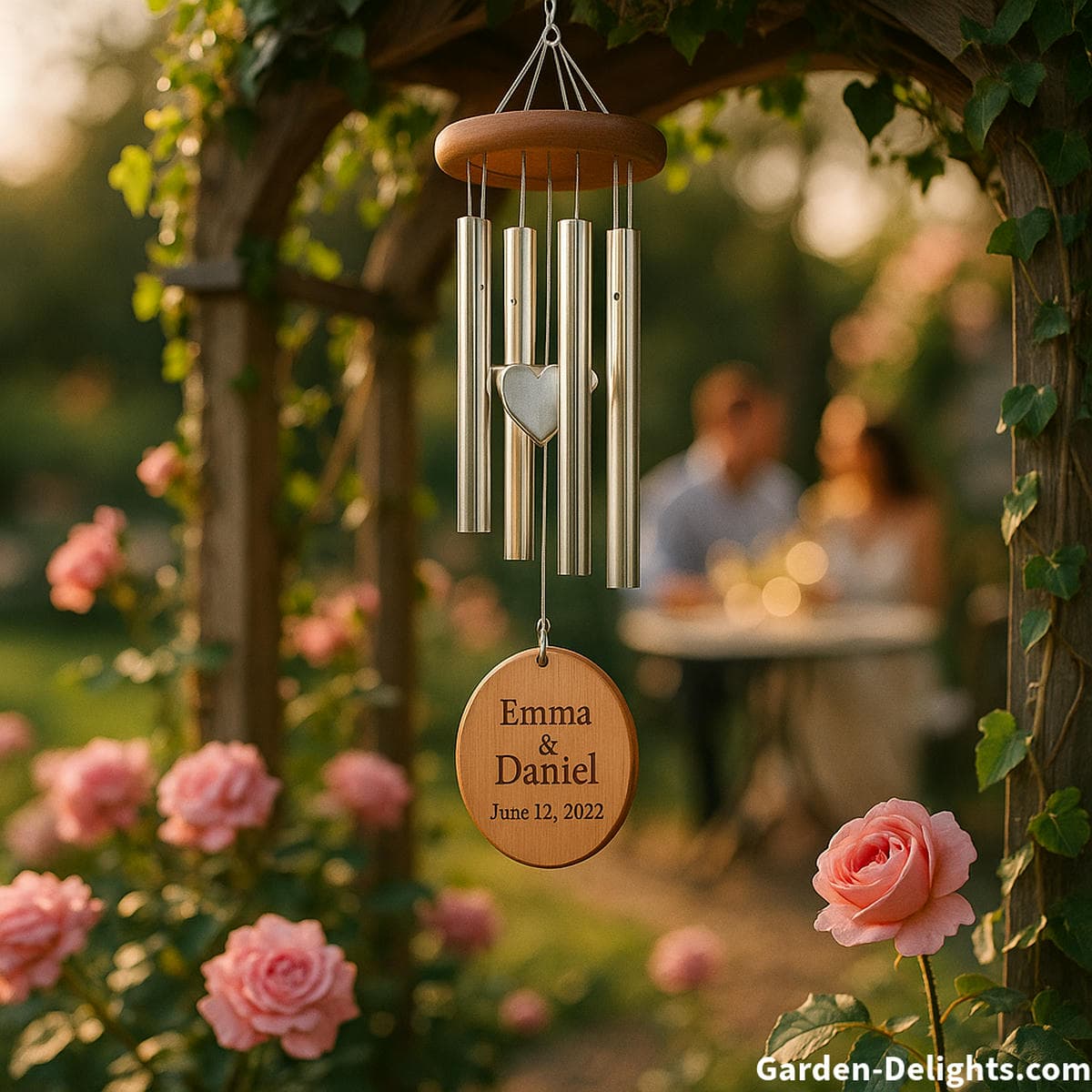 wedding anniversary wind chimes engraved gift